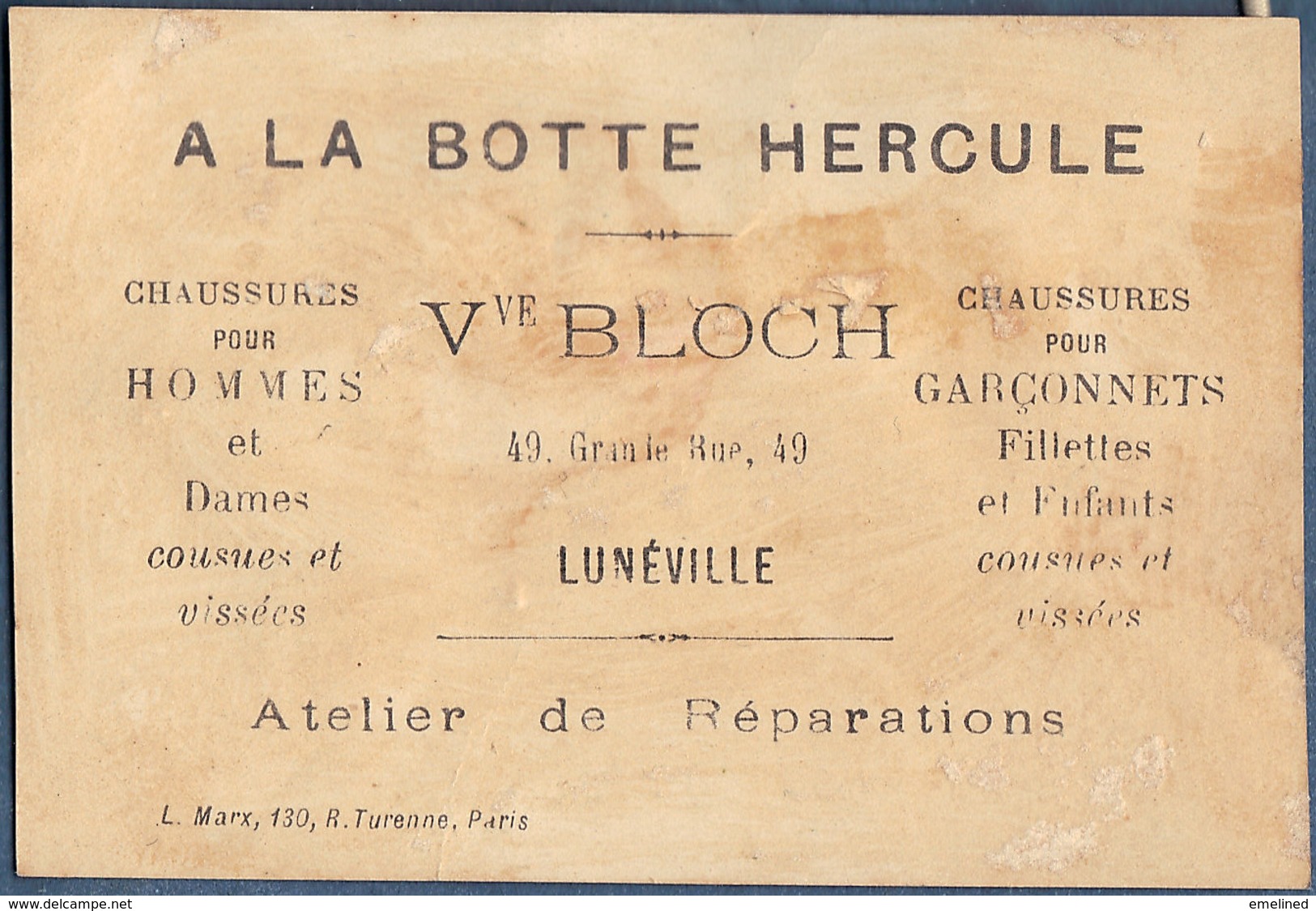 Chromo Veuve BLOCH à la botte Hercule Lunéville Gibert Clarey lot de 6 histoire du costume danse pierrot