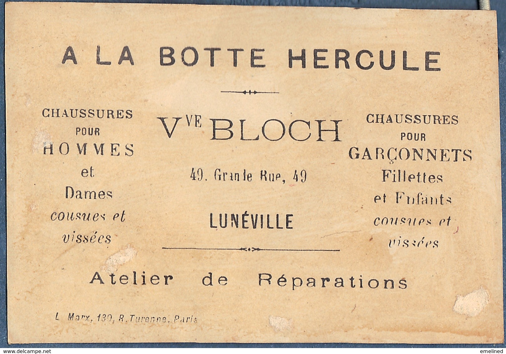 Chromo Veuve BLOCH à la botte Hercule Lunéville Gibert Clarey lot de 6 histoire du costume danse pierrot