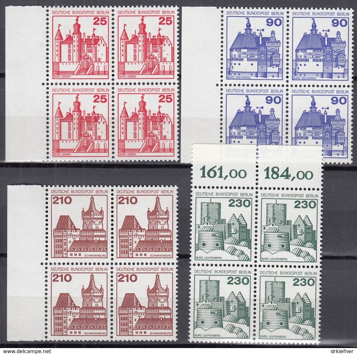 BERLIN  587-590, 4erBlock 2 Waagerechte Paare, Postfrisch **, Burgen Und Schlösser 1978 - Unused Stamps