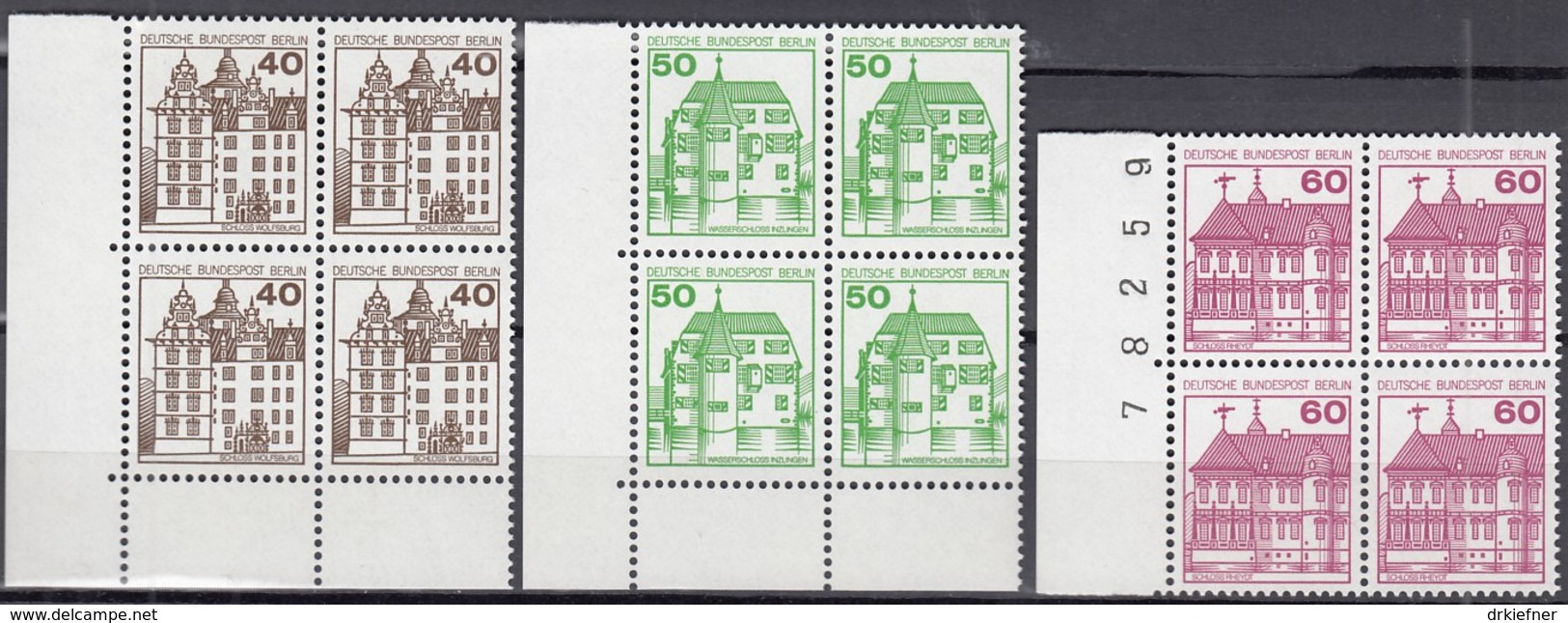 BERLIN  611 A, 614-615 A, 4erBlock 2 Waagerechte Paare, Postfrisch **, Burgen Und Schlösser 1979/80 - Ungebraucht