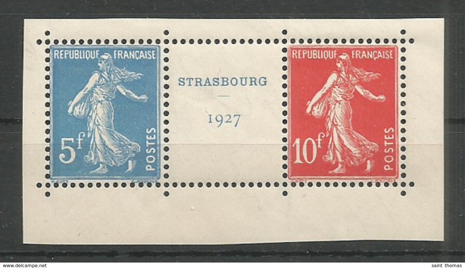 France Spink 242A Paire Du Bloc Strasbourg 1927 MNH/** Cote: 1.200,00€ - Neufs