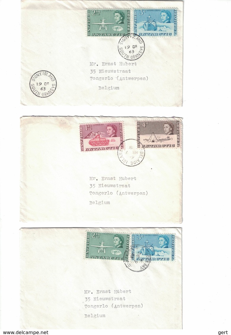 1964 - 9 Letters From Antarctica Territories - Halley Bay, Adelaide Island, Argentina Island, Signy Island, Hope Bay,... - Lettres & Documents