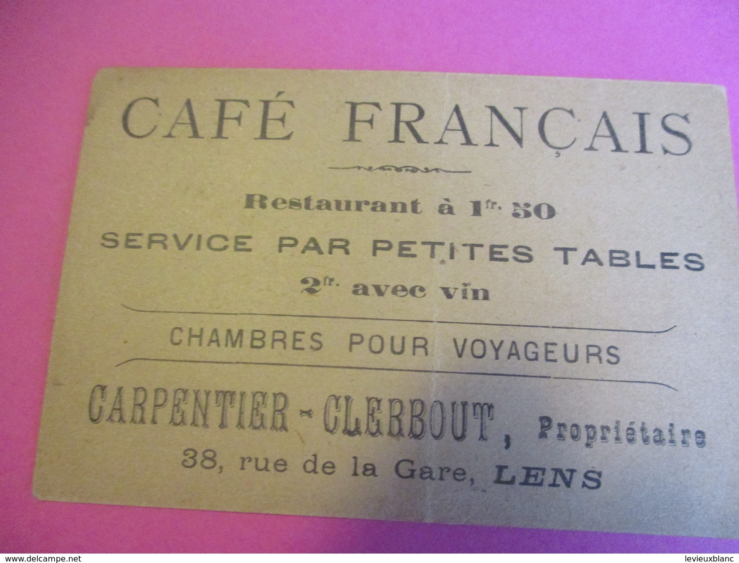 Image Commerciale à Devinette/Café Français/Chambre Pour Voyageurs/Carpentier-Clerbout/ LENS /Vers 1900-1910 CAC159 - Sports & Tourisme