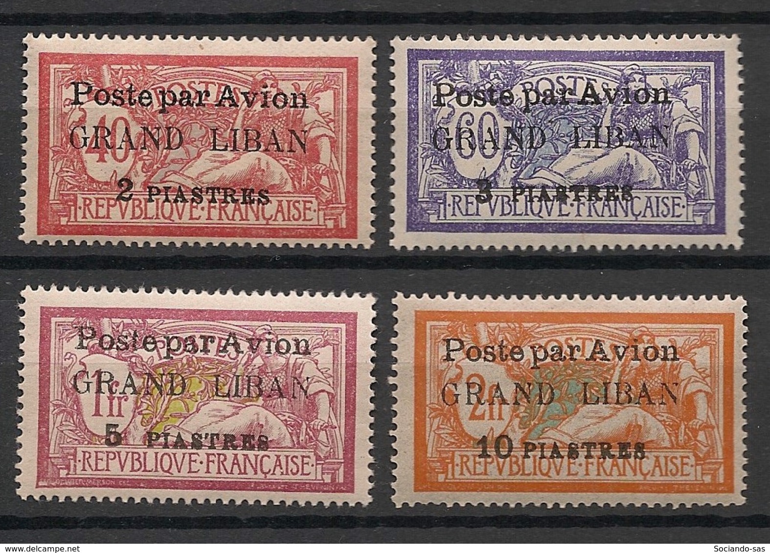 Grand Liban - 1924 - Poste Aérienne PA N°Yv. 1 à 4 - Série Complète - Neuf * / MH VF - Posta Aerea