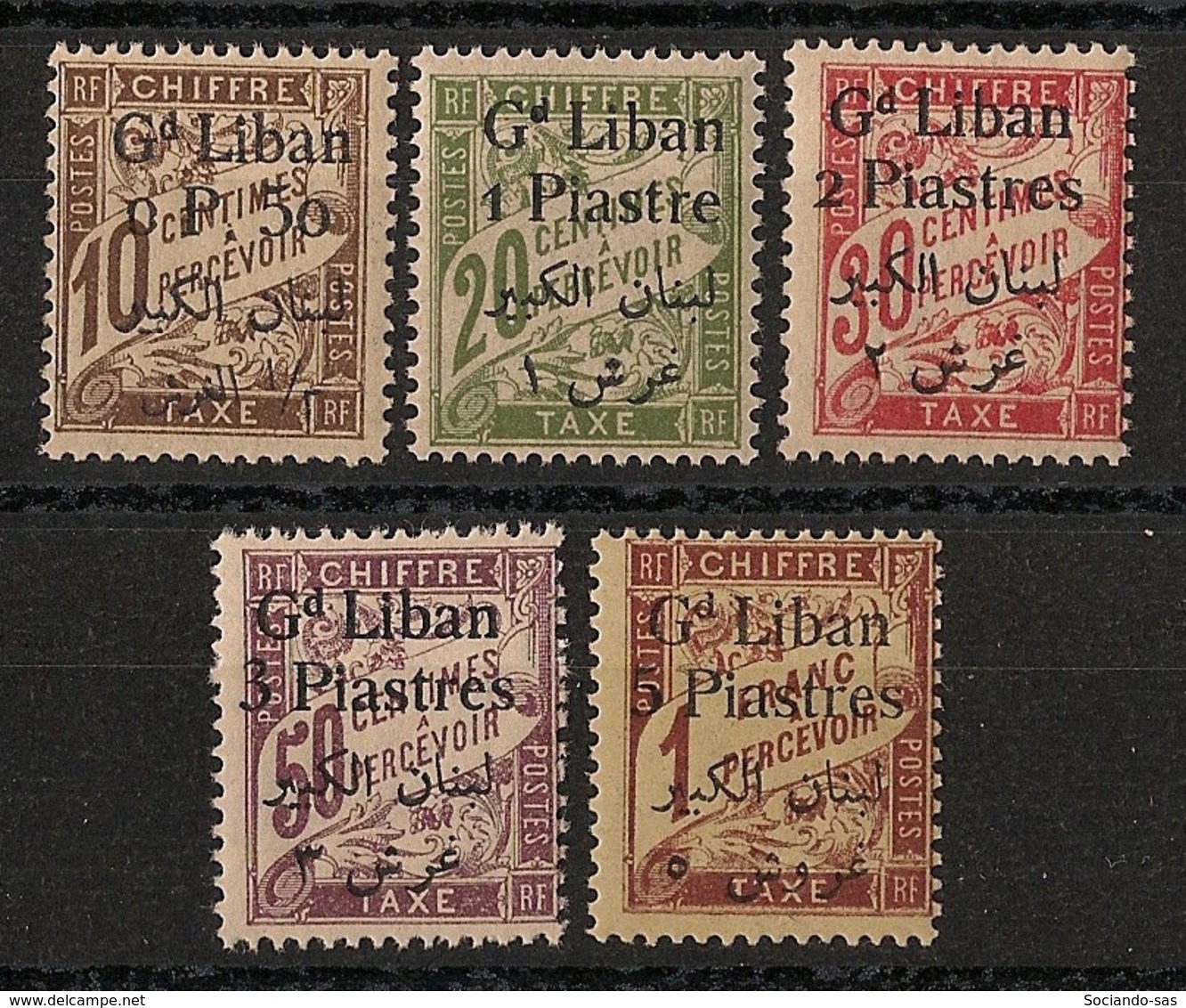 Grand Liban - 1924 - Taxe TT N°Yv. 6 à 10 - Série Complète - Neuf Luxe ** / MNH / Postfrisch - Nuovi