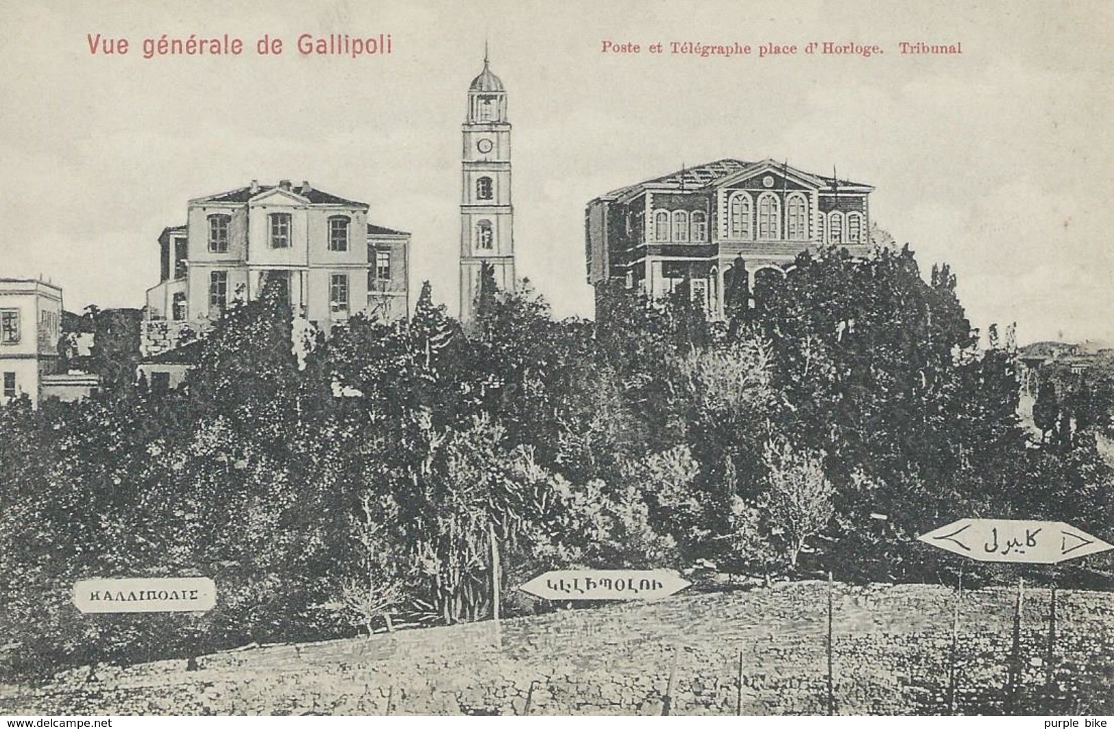 TURQUIE GALLIPOLI 1920 Vue Générale De Gallipoli Poste Et Télégraphe Place D'Horloge. Tribunal. TBE - Turquie