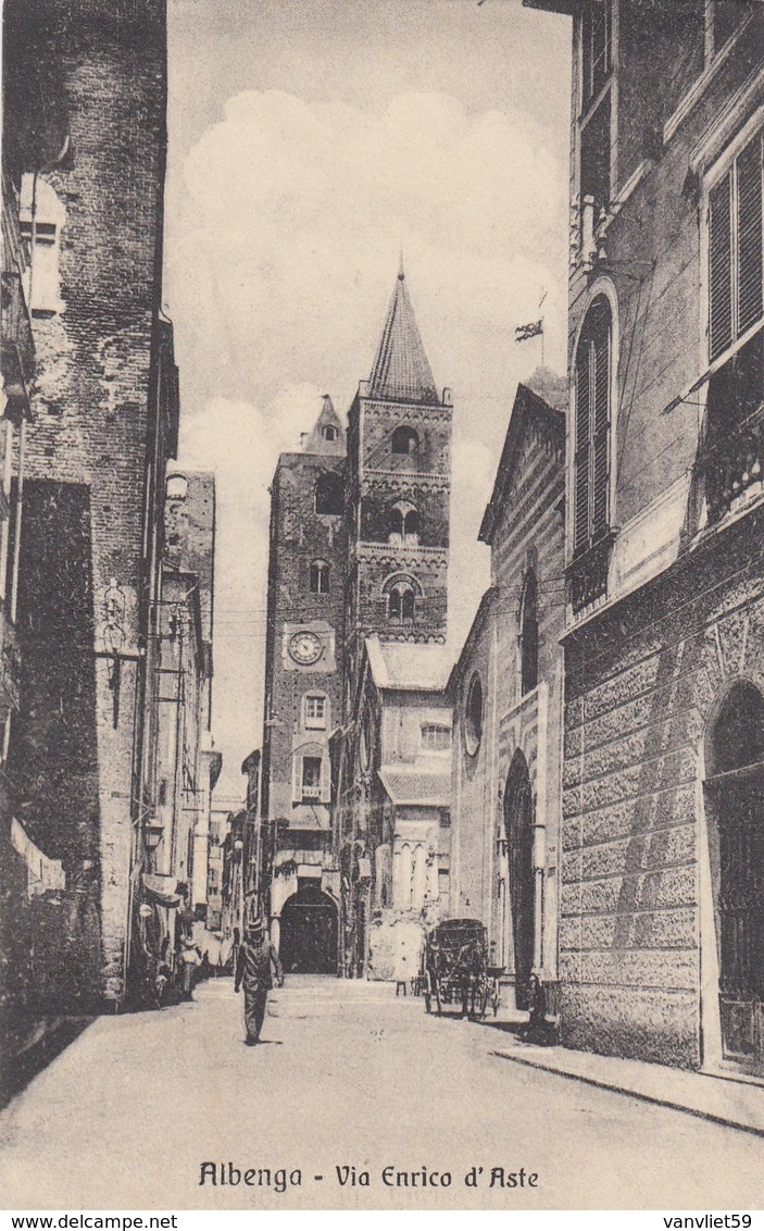 ALBENGA-SAVONA-VIA ENRICO D'ASTE-CARTOLINA NON VIAGGIATA -ANNO 1915-1925 - Savona