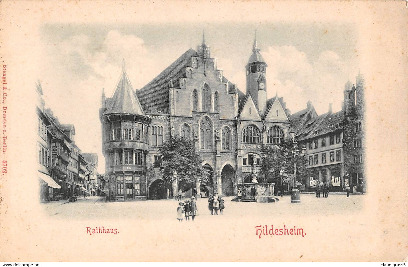 0523 "HILDESHEIM - RATHAUS" ANIMATA E CON STAMPA DELL'ILLUSTRAZIONE IN RILIEVO. CART. ORIG. NON SPED. - Hildesheim