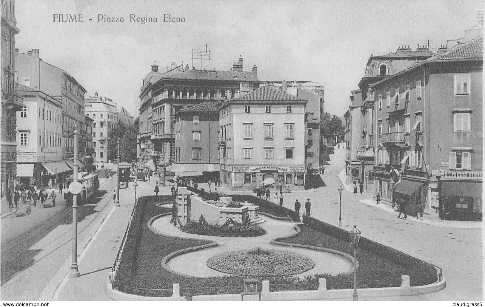 0527 "FIUME - PIAZZA REGINA ELENA" ANIMATA. CART. ORIG. NON SPED. - Croazia