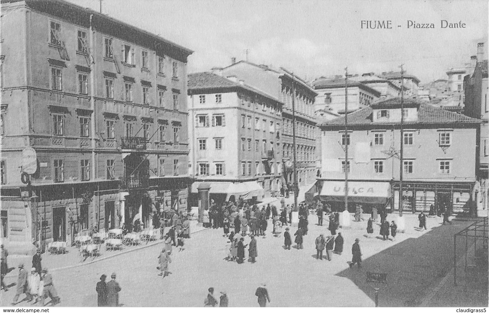 0528 "FIUME - PIAZZA DANTE" ANIMATA. CART. ORIG. NON SPED. - Croazia