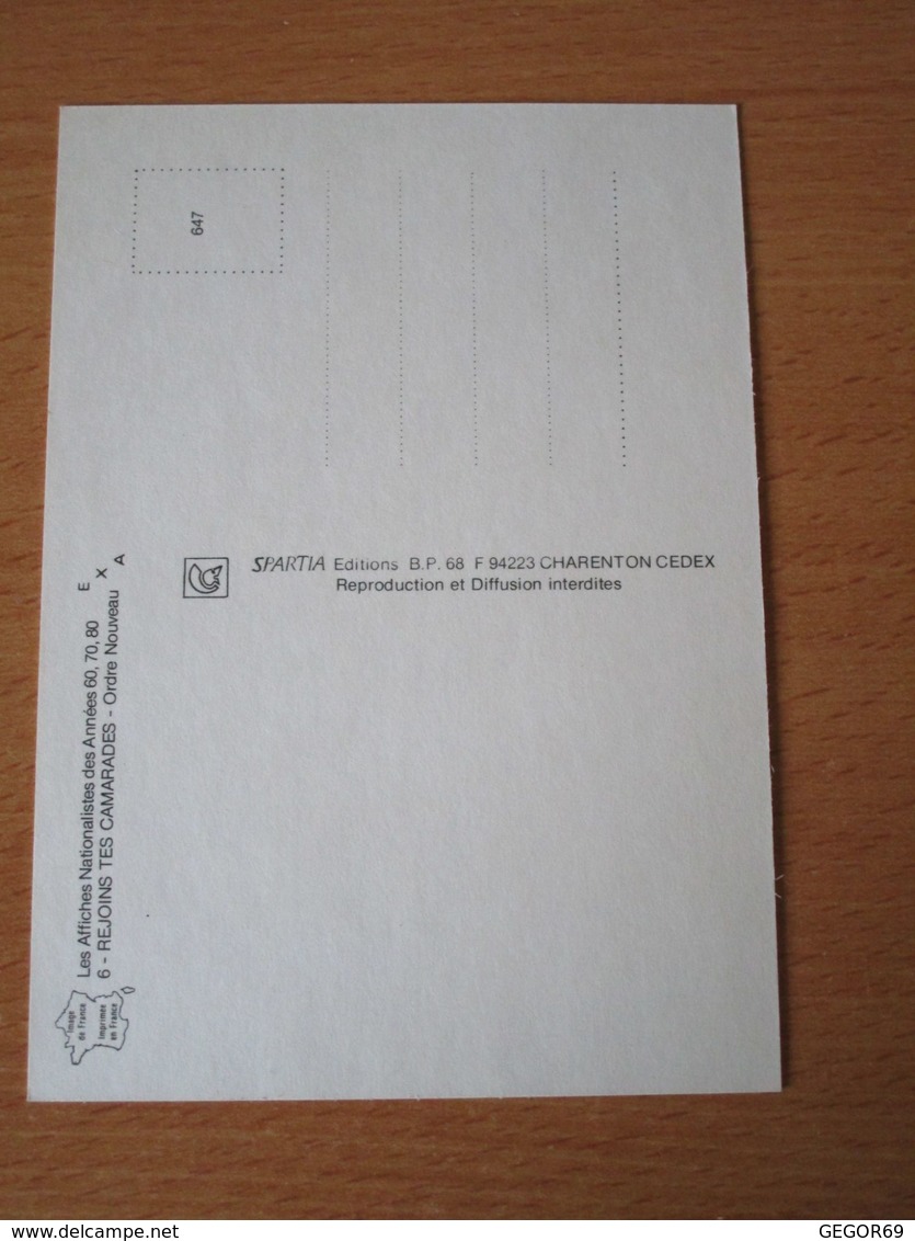 CARTE POSTALE ORDRE NOUVEAU FRONT NATIONAL - Political Parties & Elections