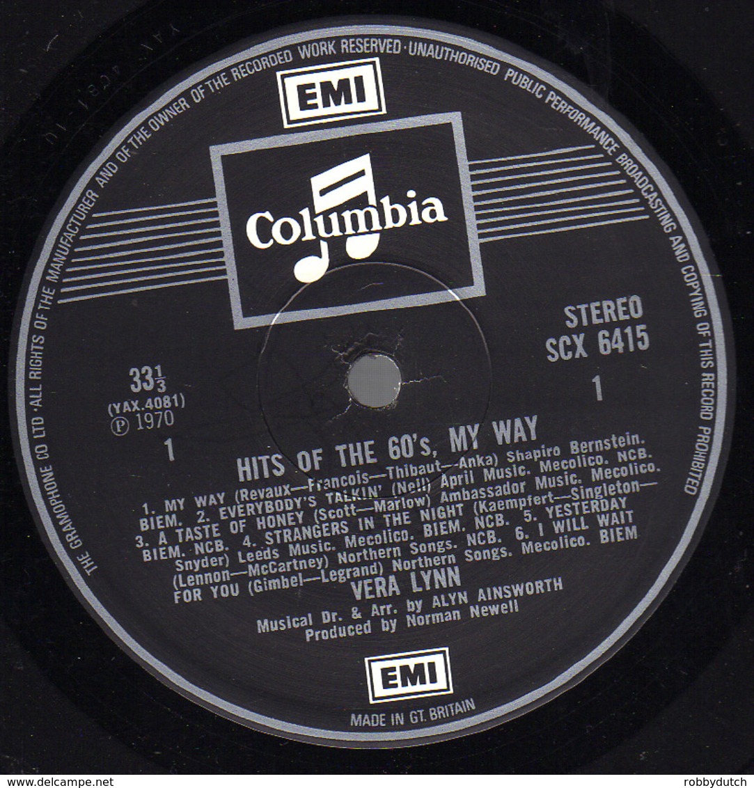 * LP *  VERA LYNN - HITS OF THE 60ś - MY WAY (England 1970 EX) - Disco, Pop