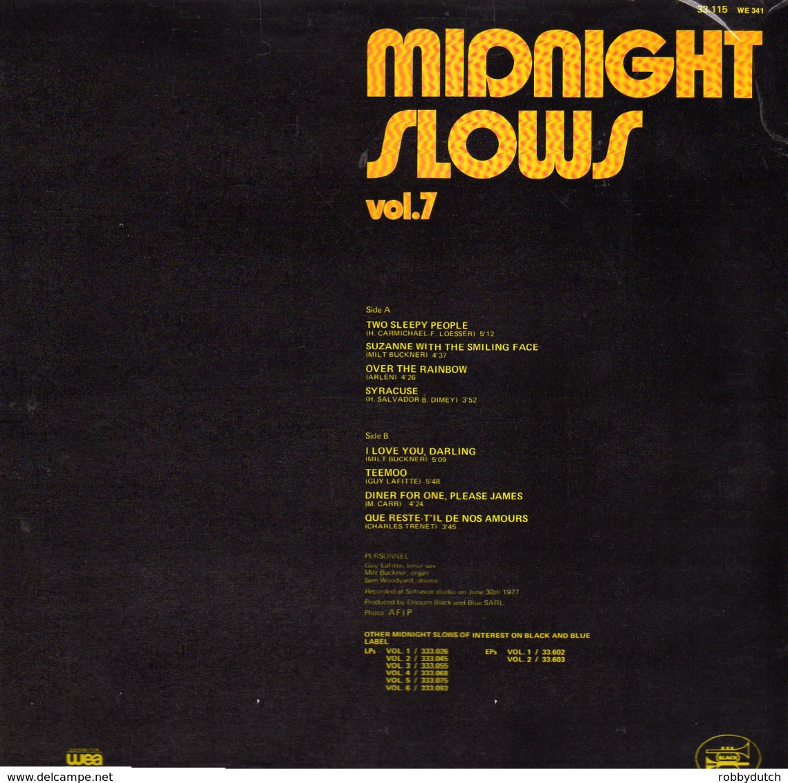 * LP *  MIDNIGHT SLOWS VOL.7 - GUY LAFITTE, MILT BUCKNER, SAM WOODYARD (France 1976) - Jazz