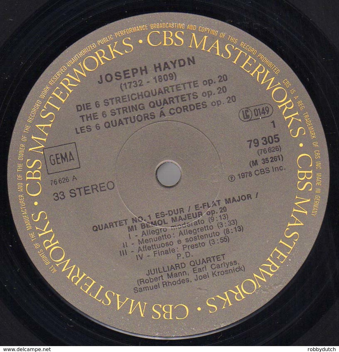 * 3LP Box *  HAYDEN STRING QUARTETS Op.20 - JUILLIARD STRING QUARTET (Germany 1978 CBS Masterworks EX!!!) - Klassiekers