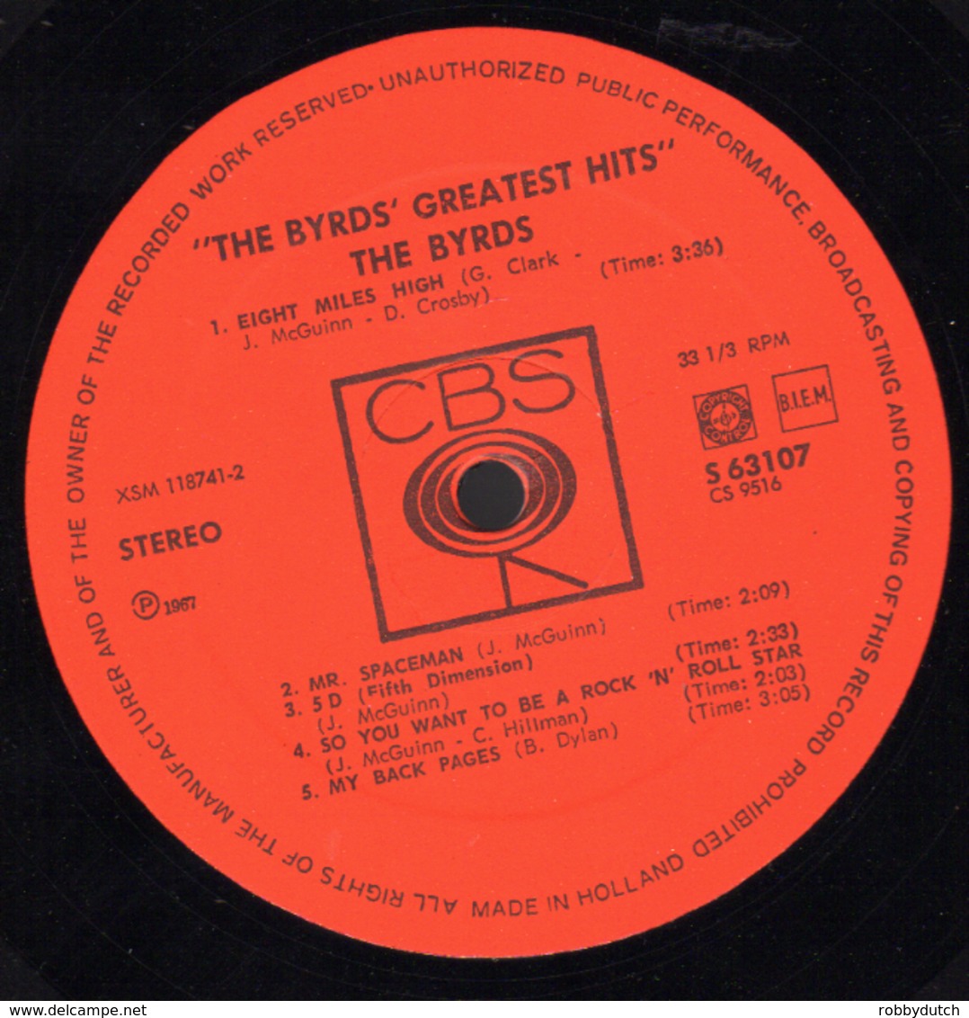 * LP *  THE BYRDS - GREATEST HITS (Holland 1967) - Country En Folk