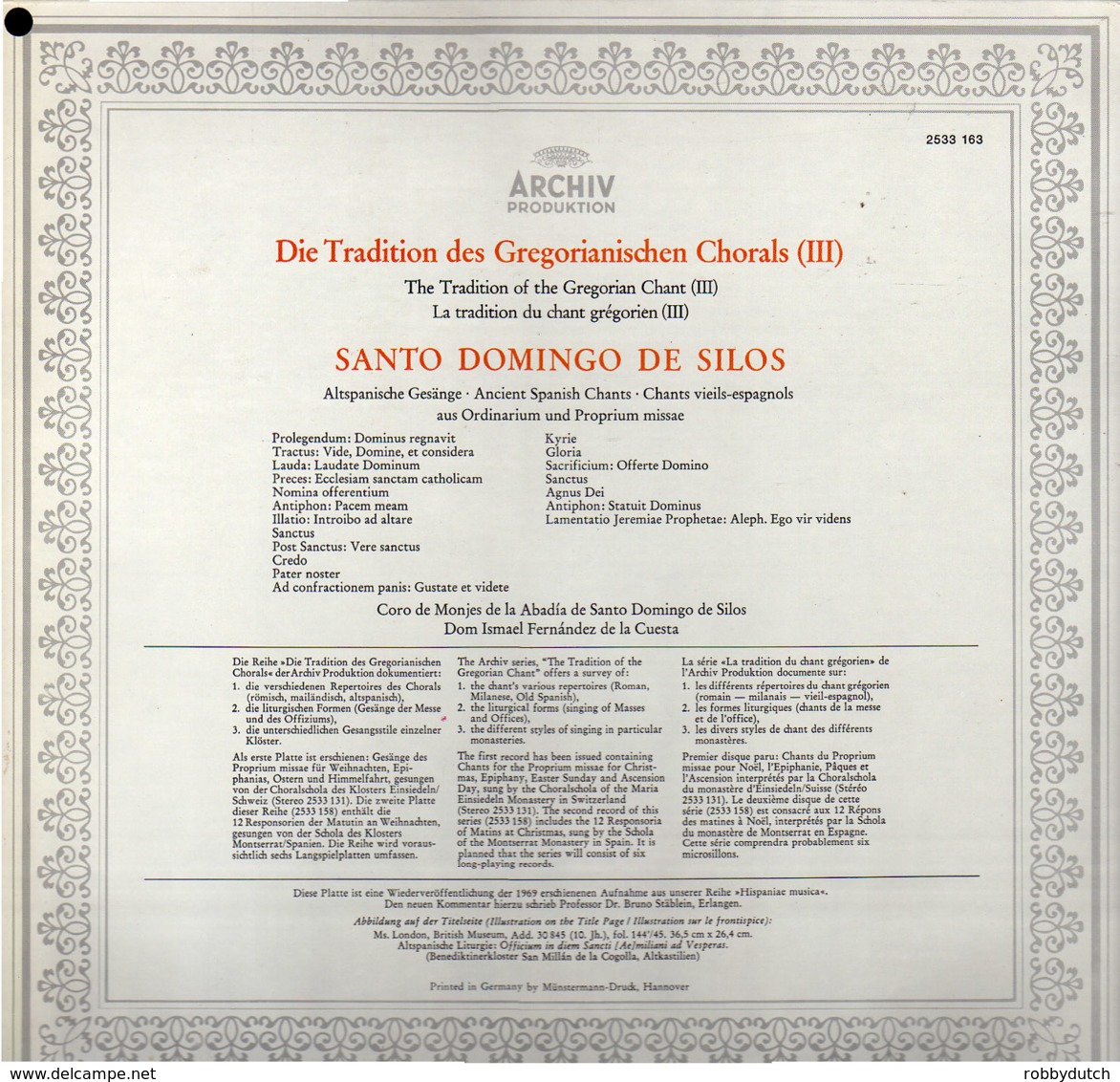 * LP *  GREGORIANISCHER CHORAL - SANTO DOMINGO DE SILOS - Gospel & Religiöser Gesang