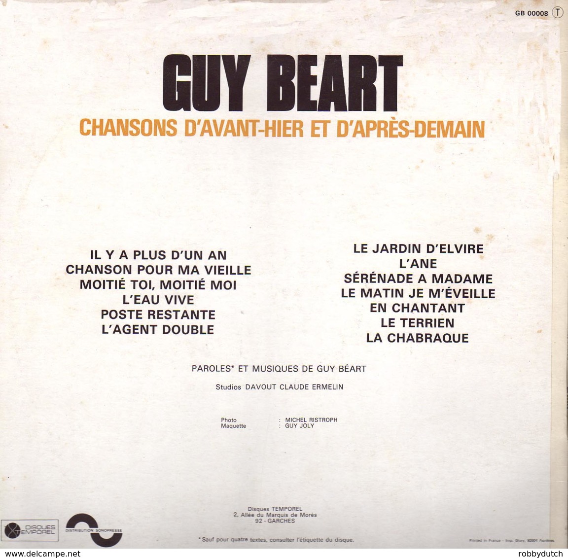 * LP *  GUY BEART - CHANSONS D' AVANT-HIER ET D' APRÈS-DEMAIN (France 1973) - Autres - Musique Française