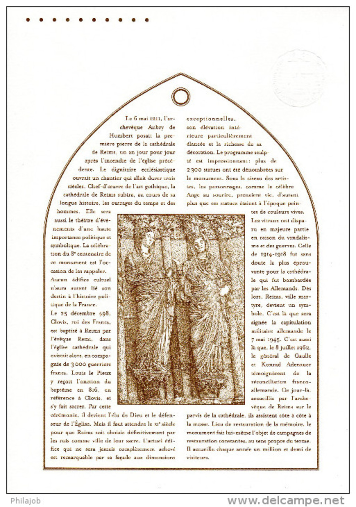 " 800 ANS DE LA CATHEDRALE DE REIMS " Sur Document Philatélique Officiel 1°Jour De 4 Pages De 2011. N° YT F4549. DPO - Churches & Cathedrals