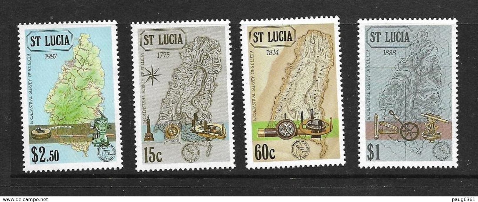 SAINTE LUCIE 1987 CARTES DE L'ILE  YVERT N°870/73 NEUF MNH** - St.Lucia (1979-...)