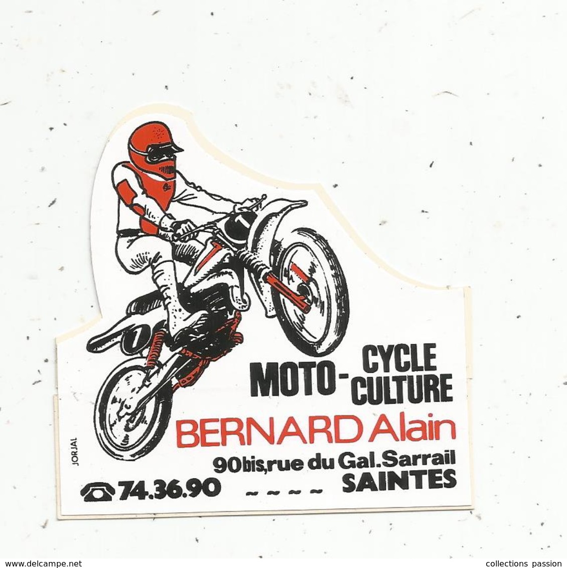 Autocollant , MOTO - CYCLE CULTURE , Bernard Alain , 17,  SAINTES - Autocollants