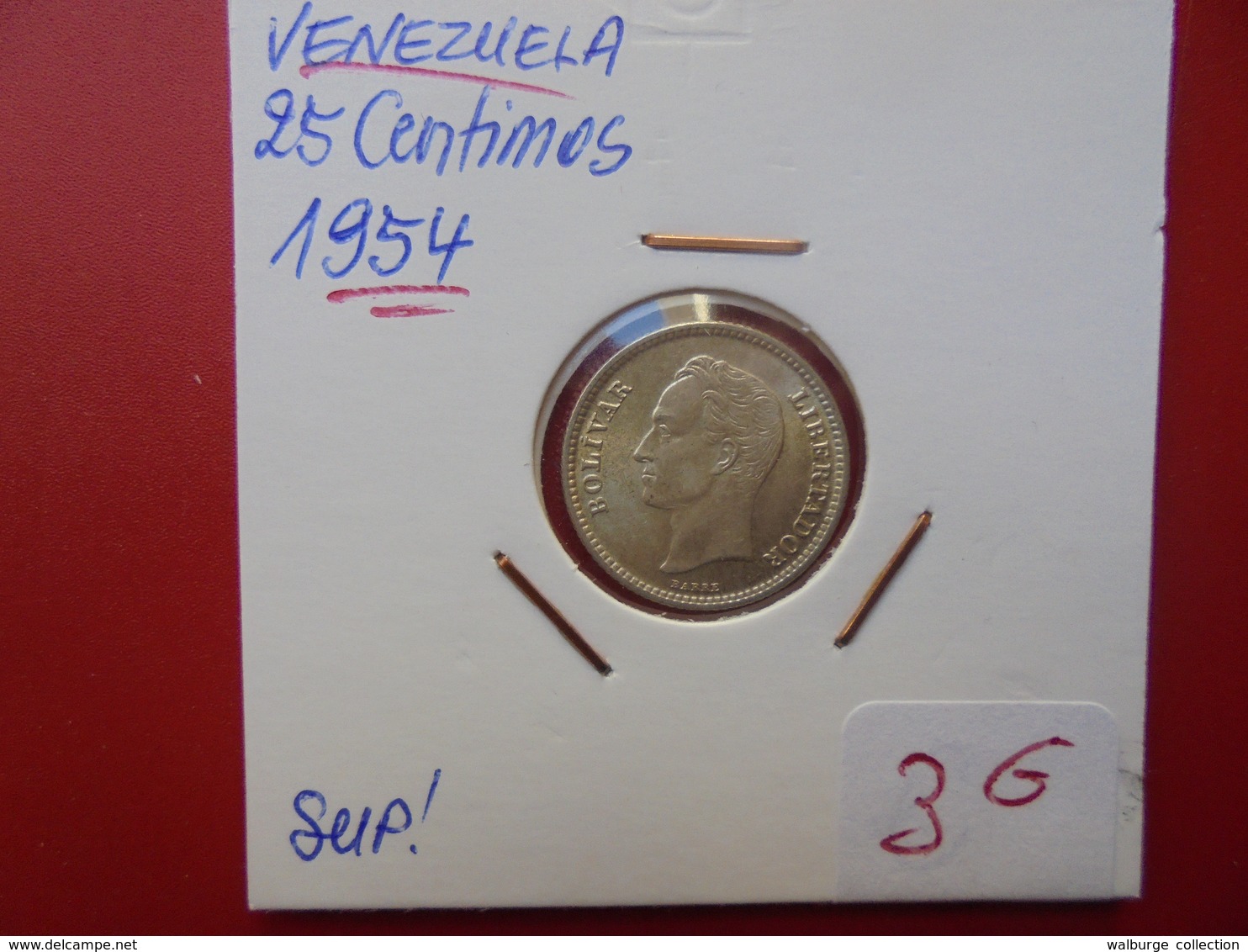VENEZUELA 25 CENTIMOS ARGENT 1954 SUPERBE+++ - Venezuela