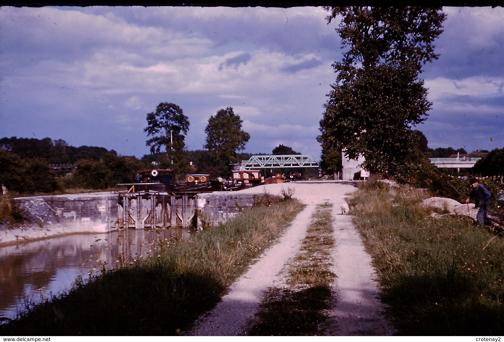 Photo Diapo Diapositive Slide 77 Marolles Ecluse Péniche En 1958 VOIR ZOOM - Diapositives (slides)