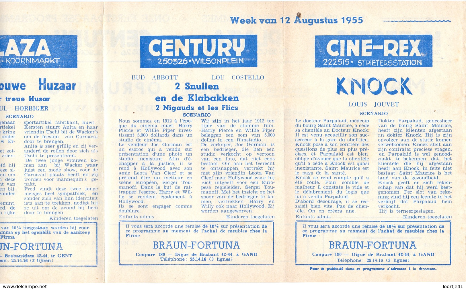 Pub Reclame Ciné Cinema Bioscoop - Majestic Plaza Century Rex - Gent - Beau Brummel - 1955 - Publicité Cinématographique
