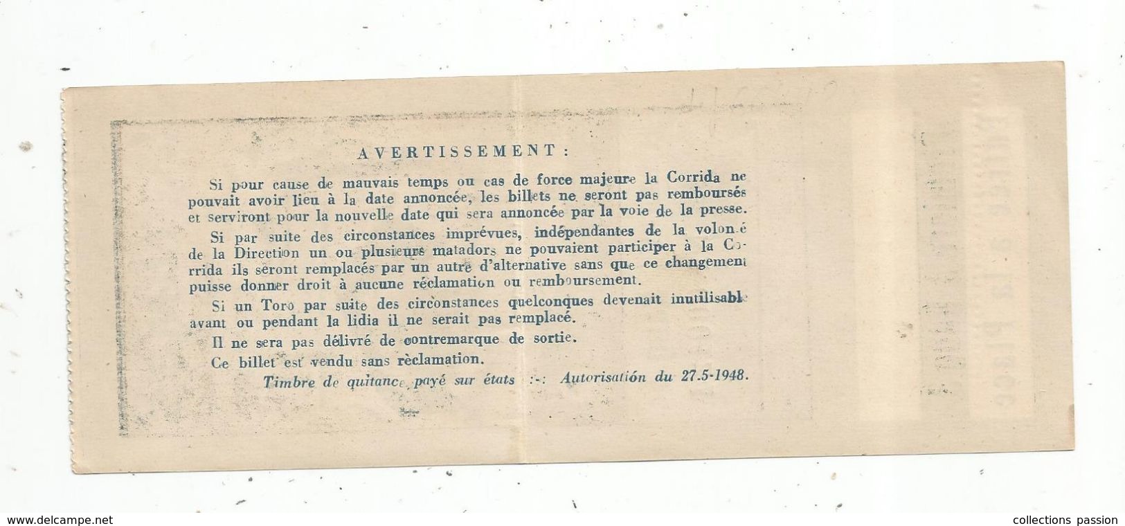 Ticket D'entrée, CORRIDA , NIMES , Plaza De Toros , Toril Bas B , N° 9 00060 , Rang 1, 2 Scans - Tickets D'entrée