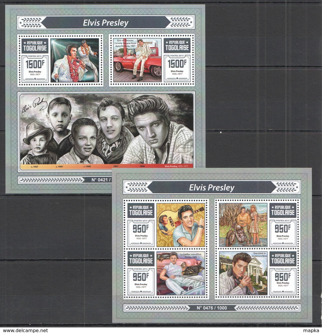 QQ409 2015 TOGO MUSIC FAMOUS PEOPLE ELVIS PRESLEY  KB+BL MNH - Elvis Presley