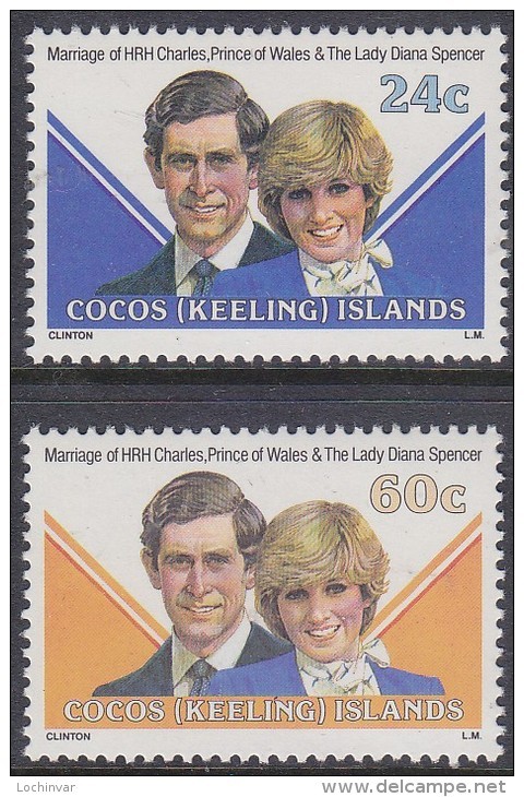 COCOS Is, 1981 ROYAL WEDDING 2 MNH - Kokosinseln (Keeling Islands)