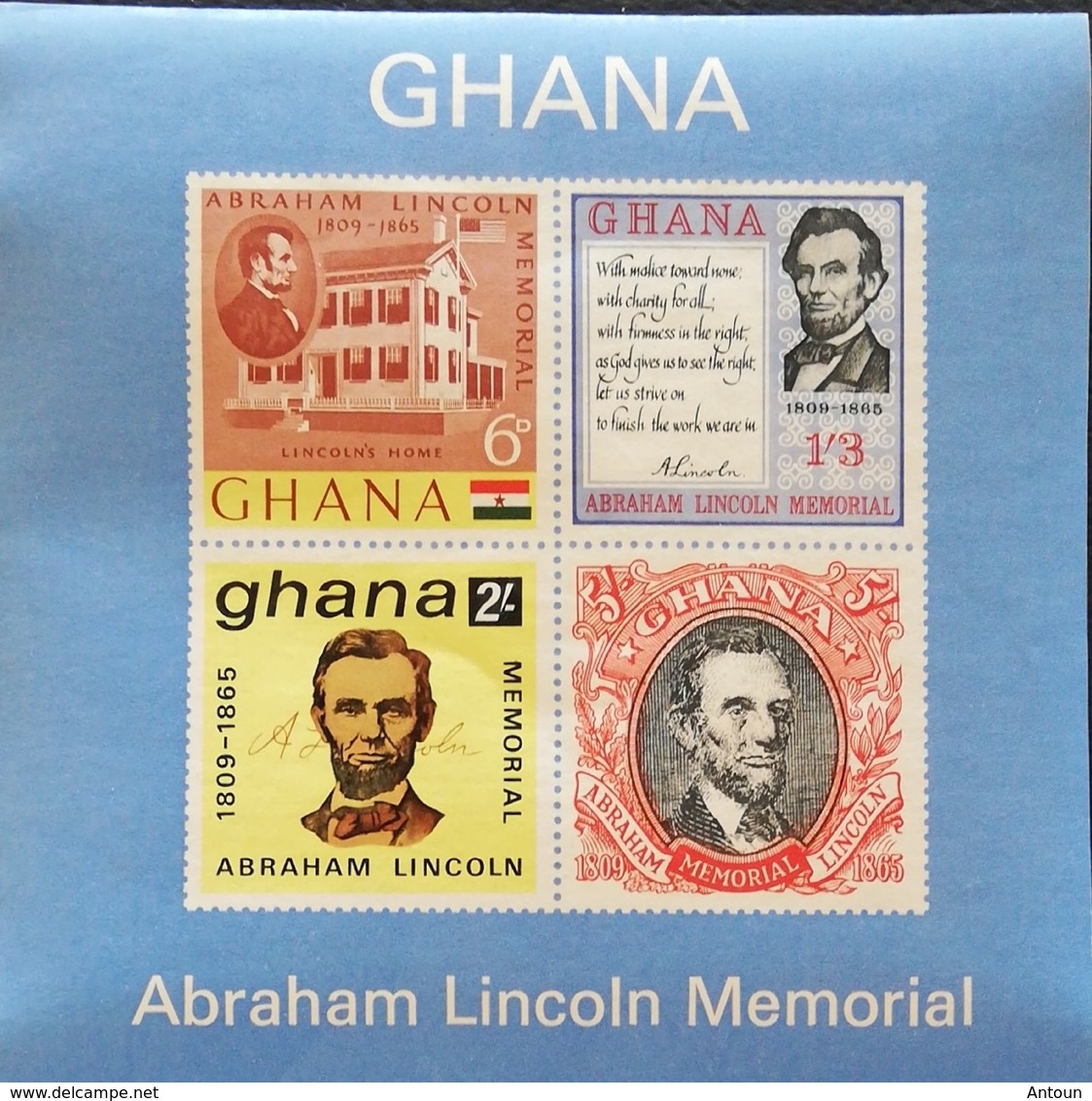 Ghana  1965 Centenary Of Death Of Abraham Lincoln S/S - Ghana (1957-...)