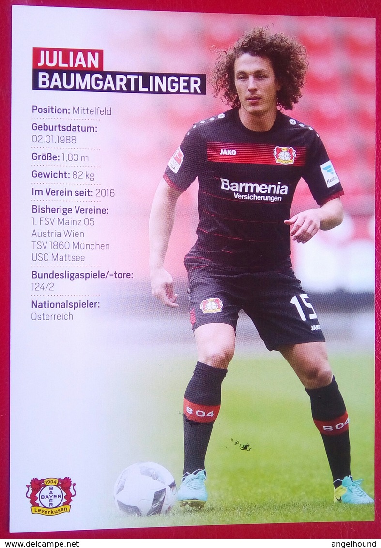 Bayer04 Julian  Baumgartlinger  Signed Card - Autografi