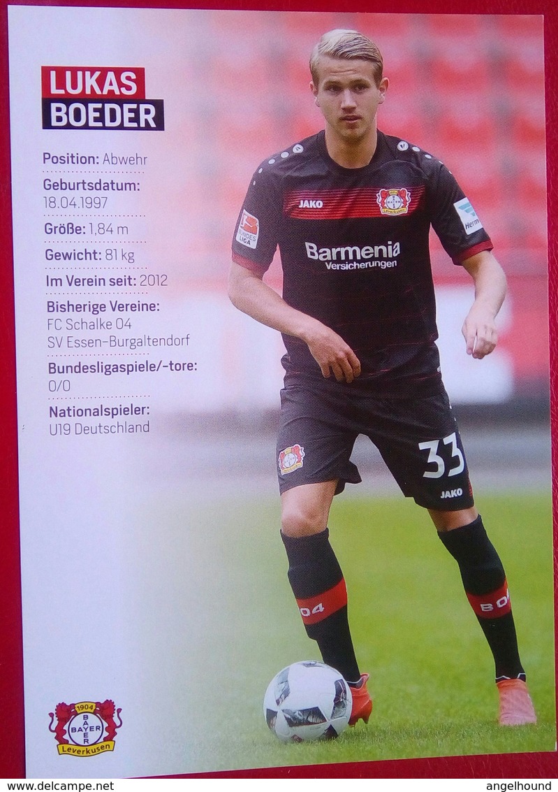 Bayer04   Lukas Boeder Signed Card - Authographs