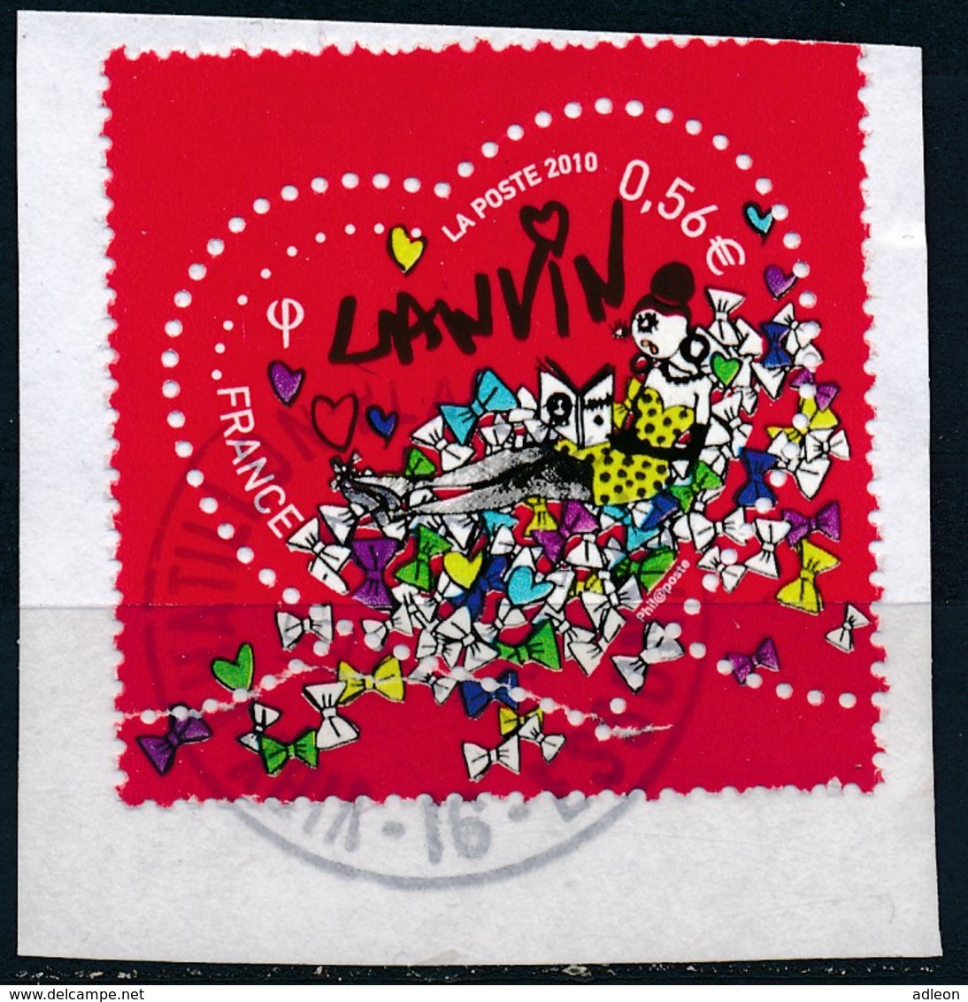 France - St-Valentin 2010 Lanvin YT 4431 Obl. Cachet Rond Sur Fragment - Oblitérés