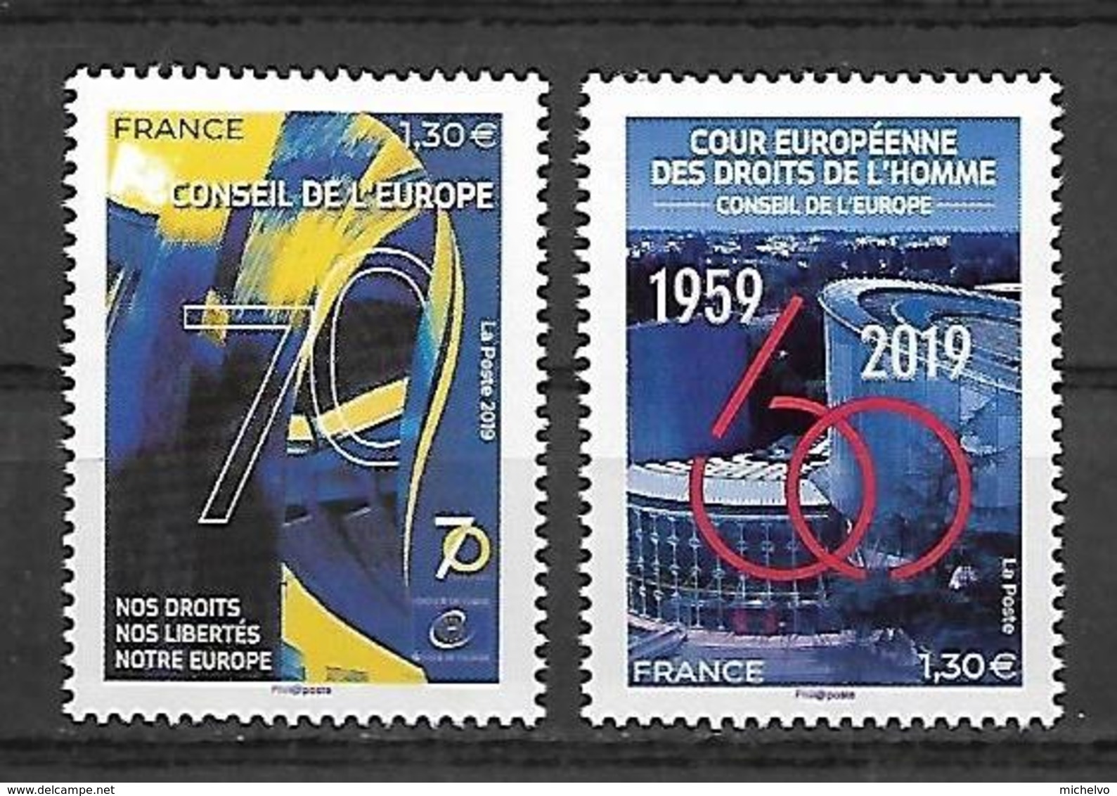 France 2019 -  Yv N° 174 & 175 ** - Timbres De Service - Conseil De L'Europe (droits De L’homme) - Ungebraucht