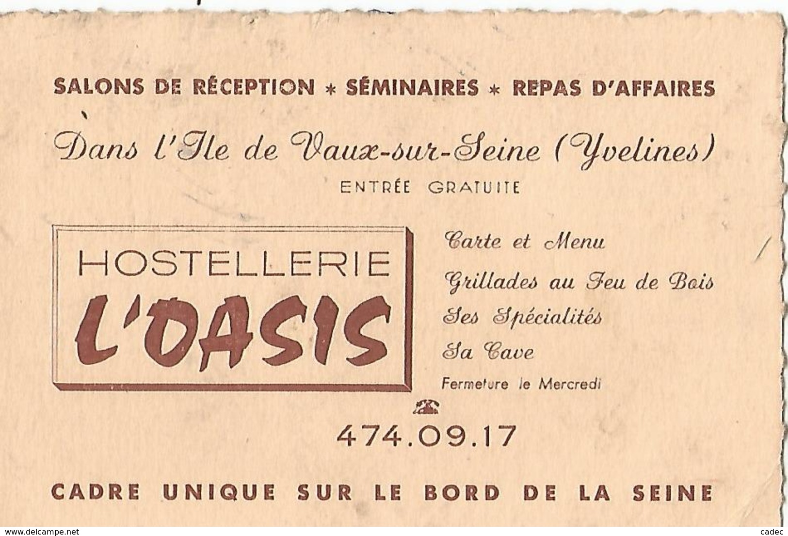VAUX Sur SEINE Hostellerie "L OASIS" - Autres & Non Classés