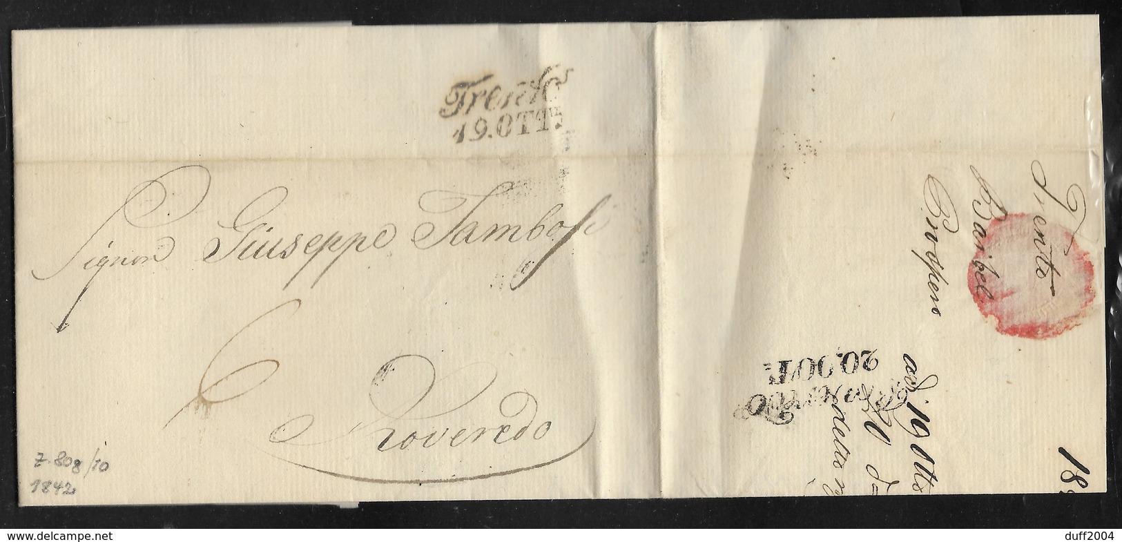 DA TRENTO A ROVERETO - 19.10.1842. - 1. ...-1850 Prephilately