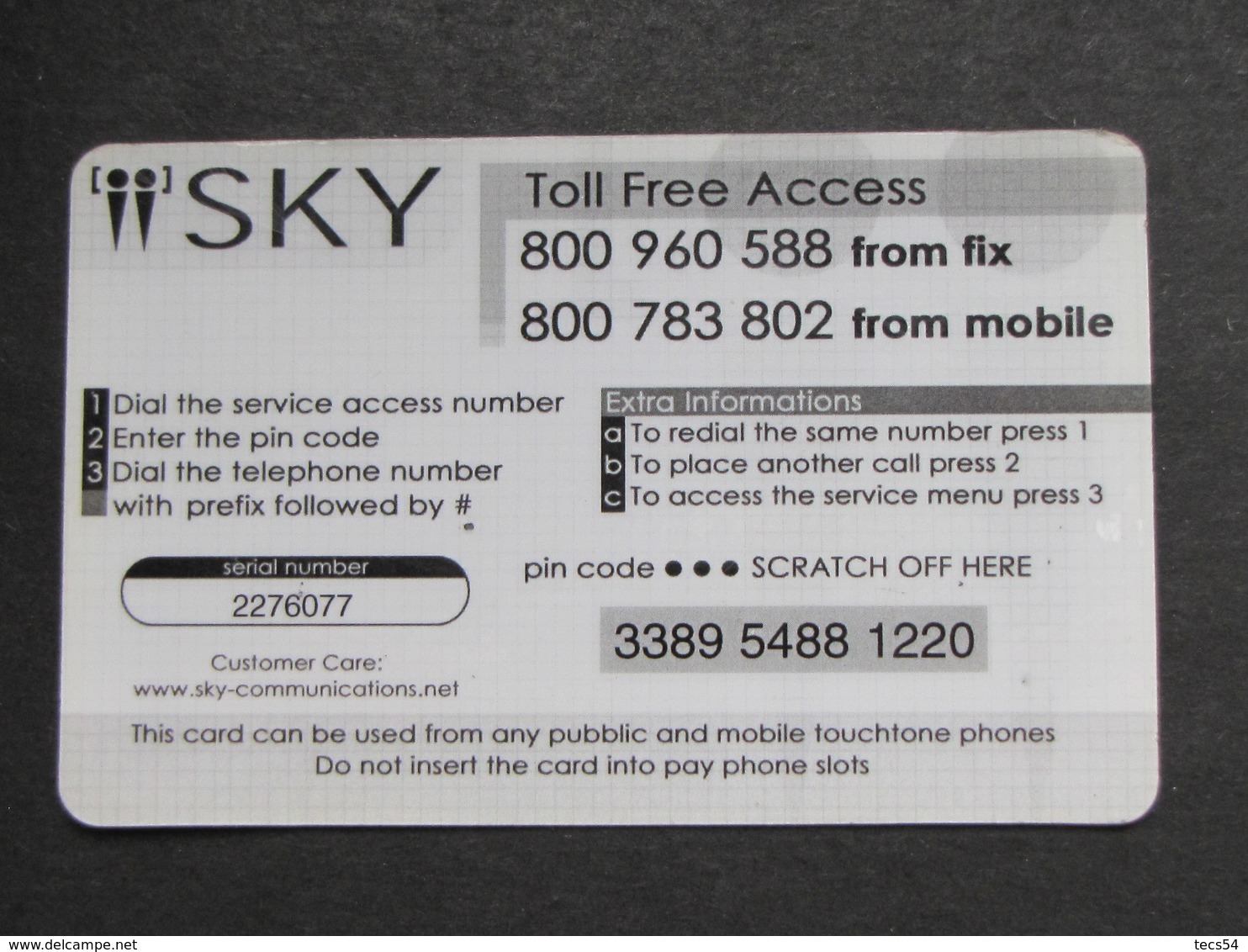 USATA USED - INTERNATIONAL PREPAID PHONE CARD - SKY - Schede GSM, Prepagate & Ricariche