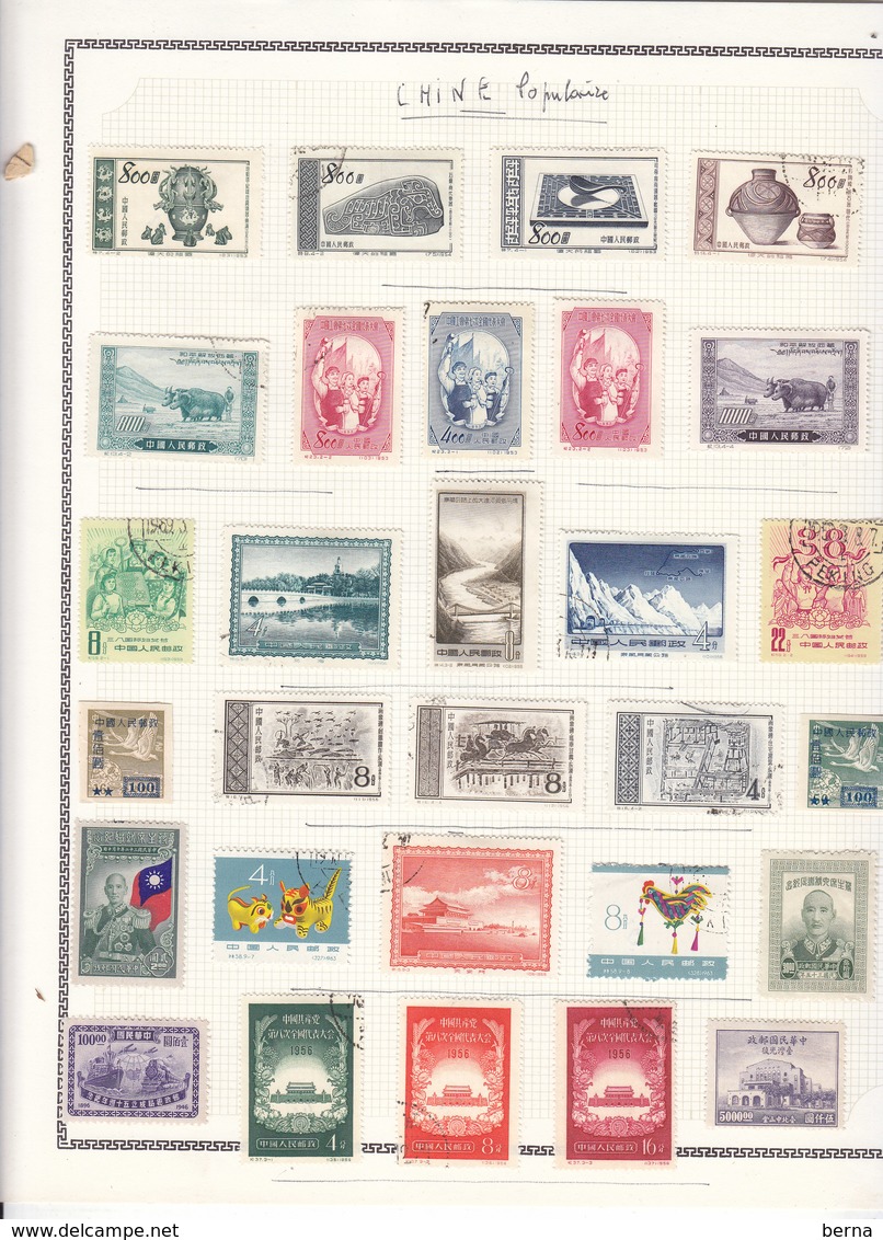 CHINA LOT ON  24 PAGES -ONTHE LAST 5th PAGES SOME STAMPS HAVE WRITTEN CATALOGUE NUMBER REPORTED AT REVERSE WITH BALLPEN