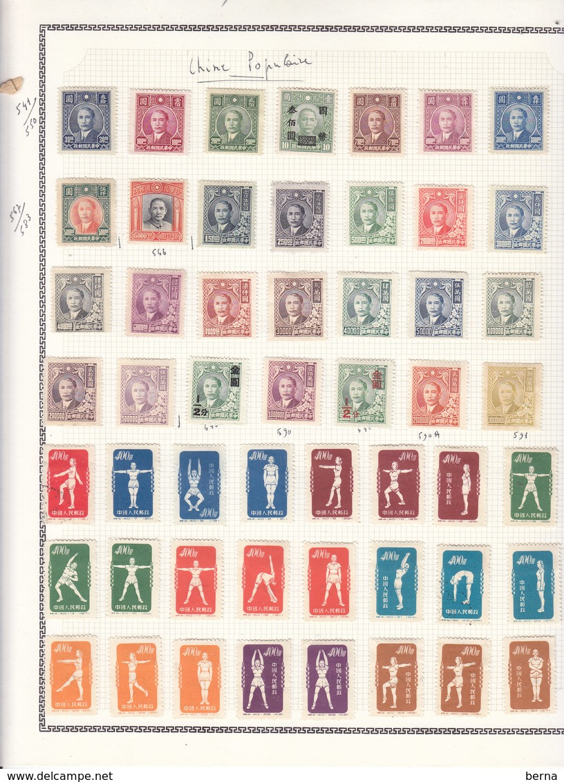 CHINA LOT ON  24 PAGES -ONTHE LAST 5th PAGES SOME STAMPS HAVE WRITTEN CATALOGUE NUMBER REPORTED AT REVERSE WITH BALLPEN