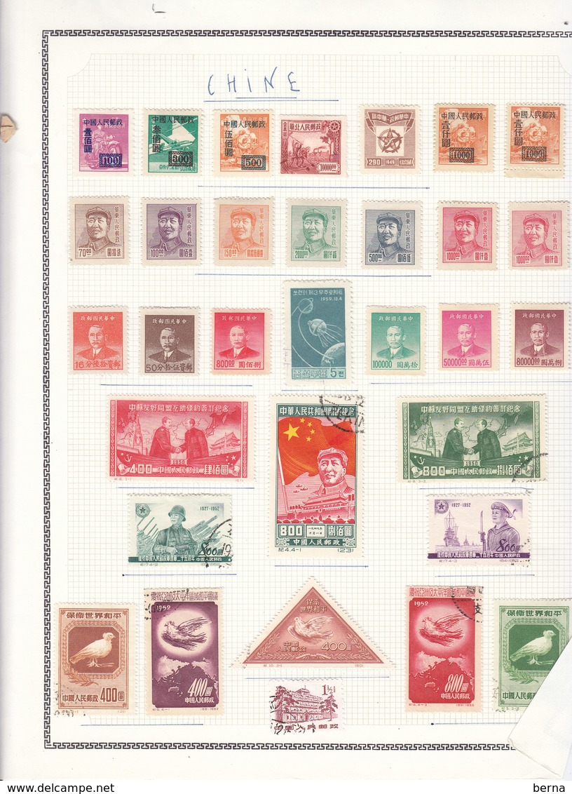 CHINA LOT ON  24 PAGES -ONTHE LAST 5th PAGES SOME STAMPS HAVE WRITTEN CATALOGUE NUMBER REPORTED AT REVERSE WITH BALLPEN