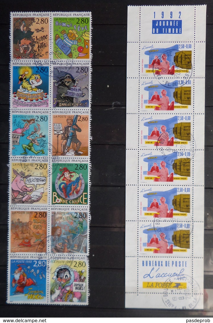 FRANCE "Petit Lot De + De 450 TP Oblitérés ( Dont Plusieurs Séries Complètes,un Bloc Et 2 Bandes De Carnets) - Vrac (max 999 Timbres)