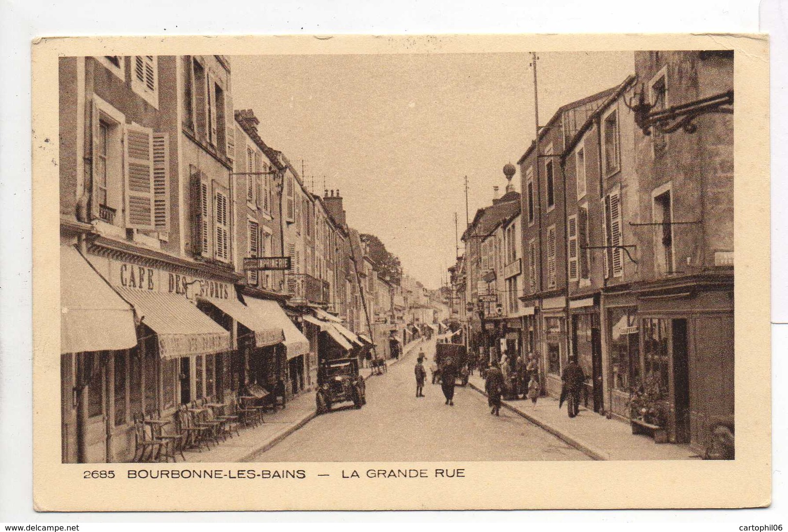 - CPA BOURBONNE-LES-BAINS (52) - La Grande Rue (CAFE DES SPORTS) - Editions BRAUN & Cie 2685 - - Bourbonne Les Bains