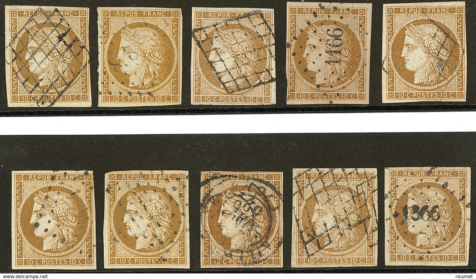 No 1, Nuances Et Obl Dont Un Cad (réparé), Tous états - 1849-1850 Ceres