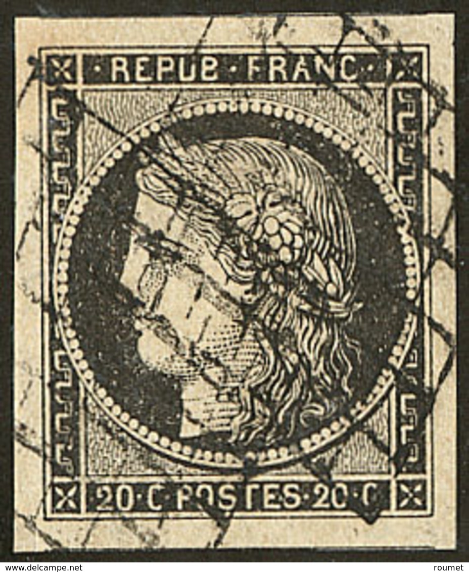 No 3, Deux Voisins, Obl Grille, Jolie Pièce. - TB - 1849-1850 Cérès
