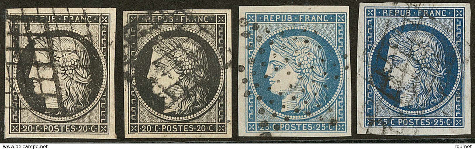 Nos 3a (2), 4, 4a. - TB - 1849-1850 Cérès