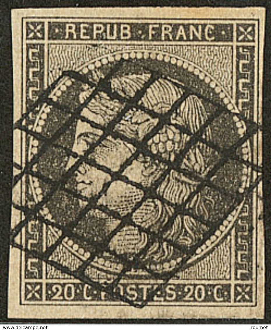 No 3c, Gris-noir, Obl Grille. - TB - 1849-1850 Cérès