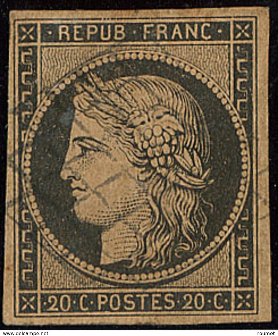 No 3g, Noir Sur Chamois Très Foncé, Obl Grille. - TB - 1849-1850 Cérès