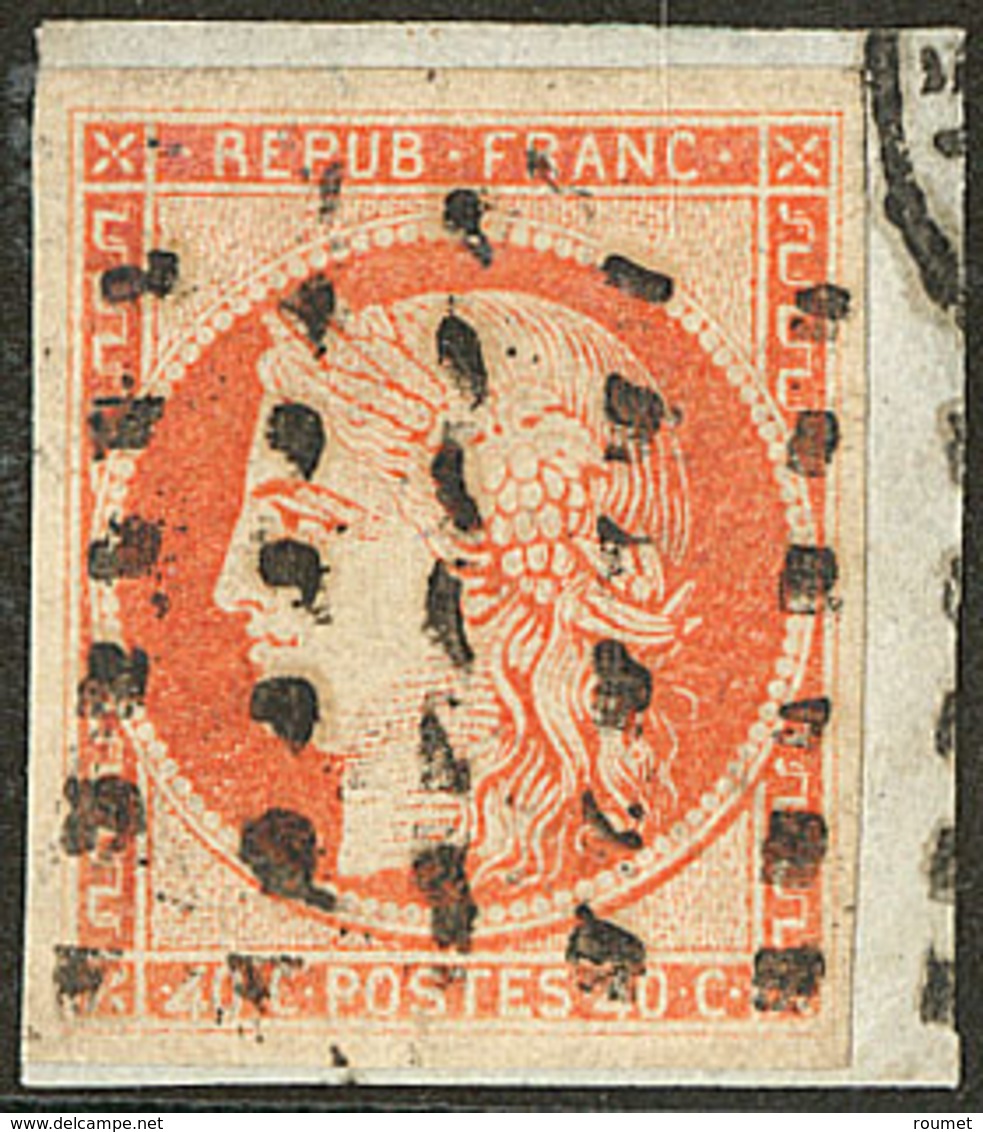 "4" Retouché. No 5d (pos. 147), Obl Gros Points, Sur Support. - TB. - RR - 1849-1850 Cérès