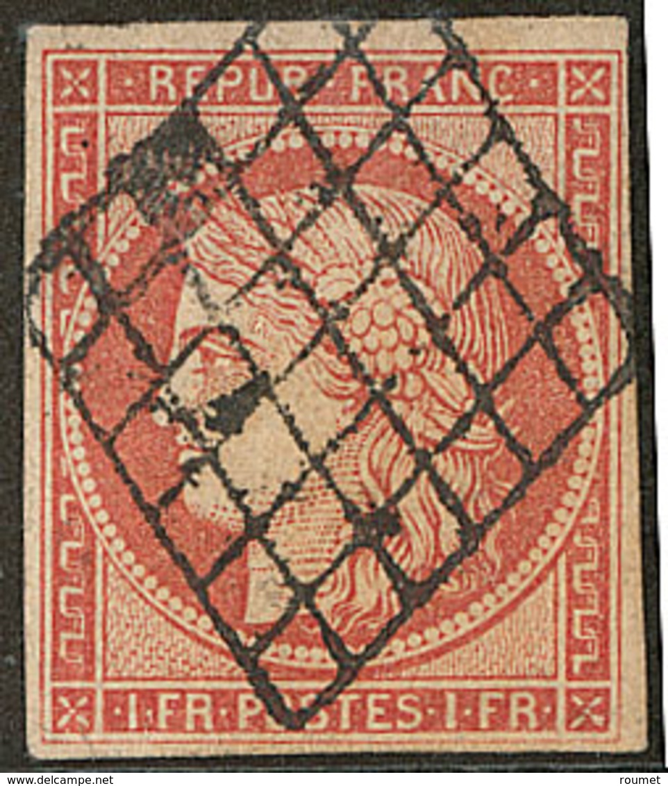 Vermillon. No 7, Obl Grille, Jolie Pièce. - TB. - RRR - 1849-1850 Cérès